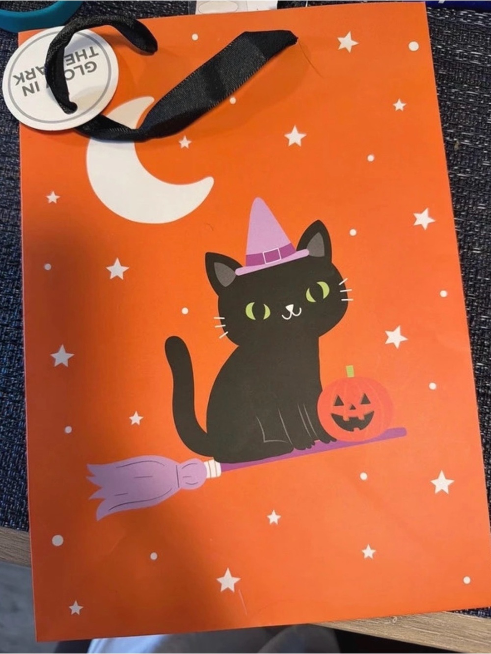 Halloween Black Cat Gift Bag - Orange